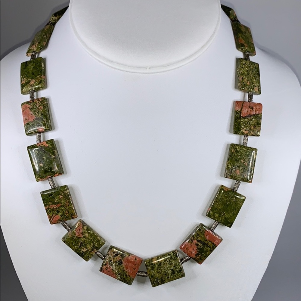Boho unakite jasper necklace!